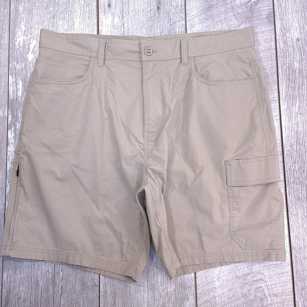 Prana Double Peak Cargo Shorts Mens Size 38 Khaki Hiking Outdoor Stretch